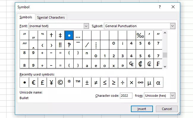 Inserare simboluri și caractere în Excel
