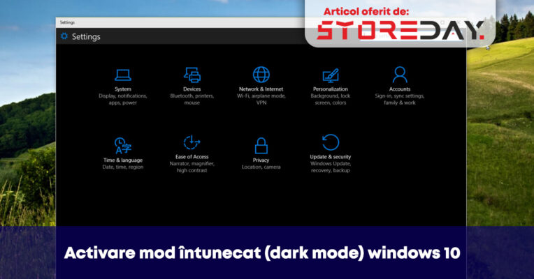 Activare mod întunecat (dark mode) windows 10