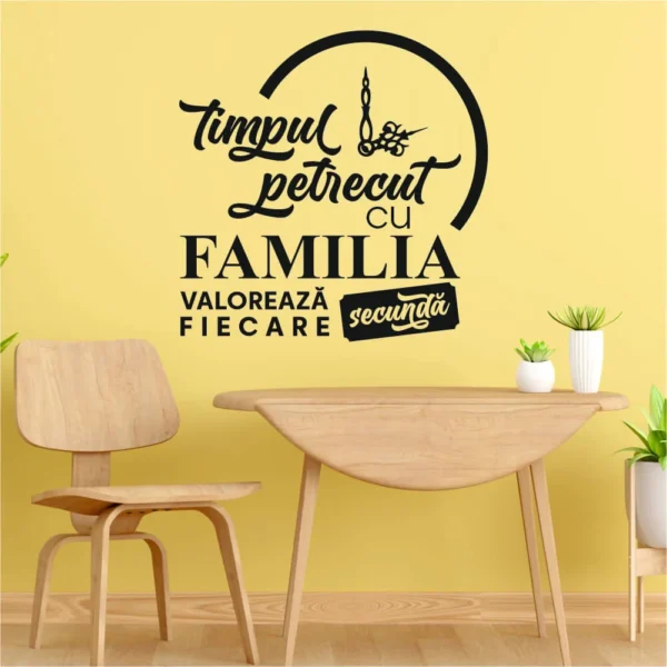 Sticker perete silueta – Citat timpul petrecut Ceas