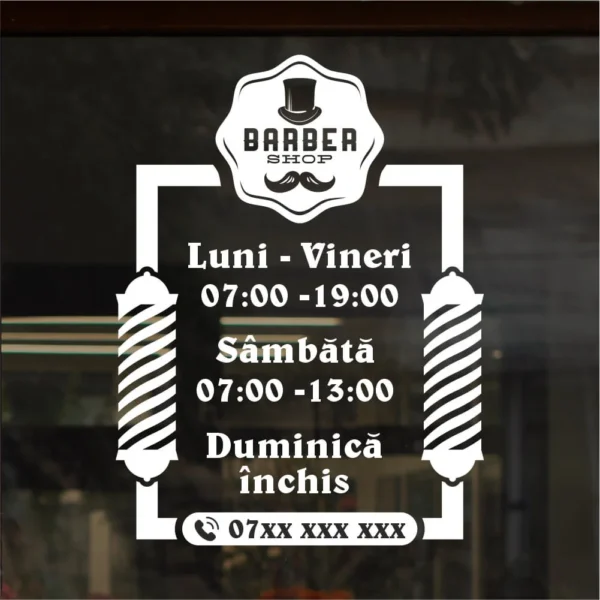 Sticker program de functionare Barber shop wallsign