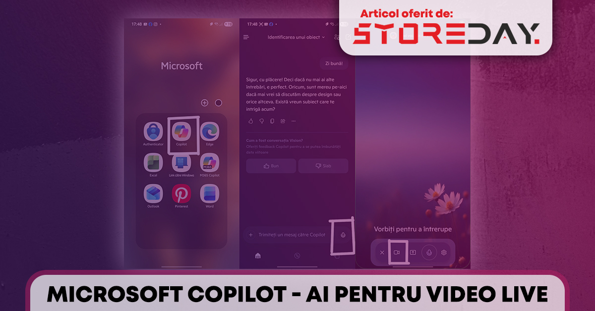 Microsoft Copilot AI pentru video live