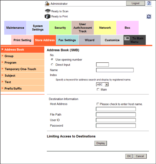 Scanare Konica Minolta direct pe desktop prin SMB