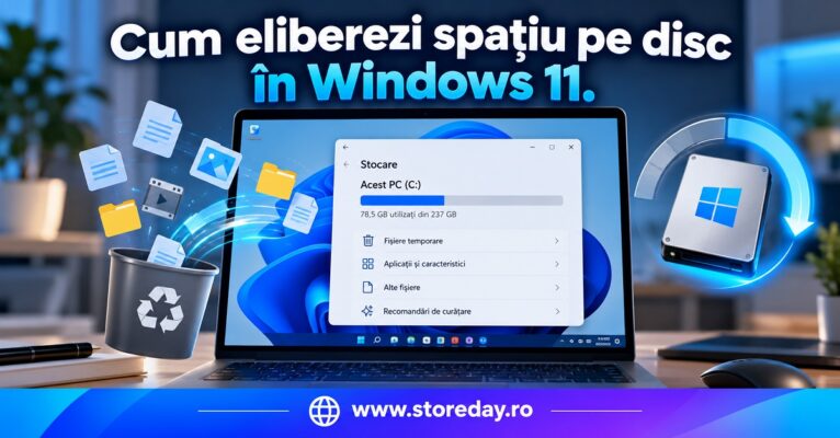 Cum eliberezi spațiu pe disc în Windows 11 prin ștergerea fișierelor temporare și optimizarea stocării cu tutoriale IT și tutoriale PC utile pentru StoreDay
